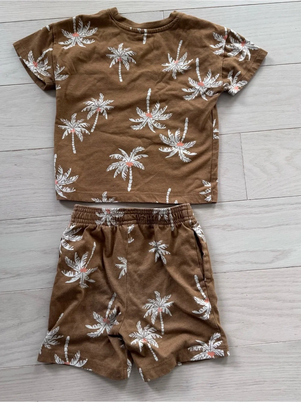 Wonder Nation Brown Palm Tree Pajama Set 3T